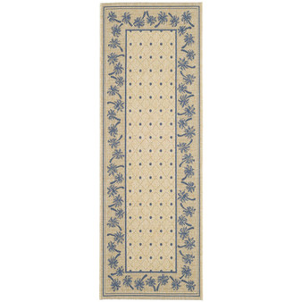 Courtyard Ivory and Blue 2'7" x 8'2" Runner Outdoor Area Rug