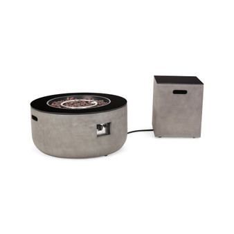 Adio Outdoor Modern Circular Fire Pit with Tank Holder