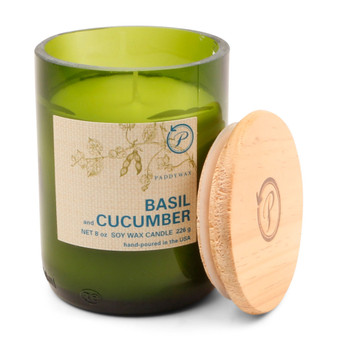 Eco Green Glass Candle - Basil & Cucumber, 8-oz.