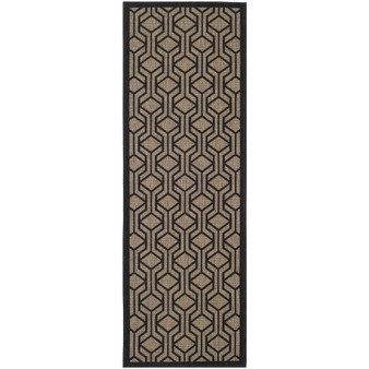 Courtyard Brown and Black 2'3" x 10' Sisal Weave Runner Outdoor Area Rug