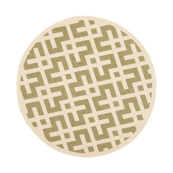 Courtyard Green and Bone 6'7" x 6'7" Round Outdoor Area Rug