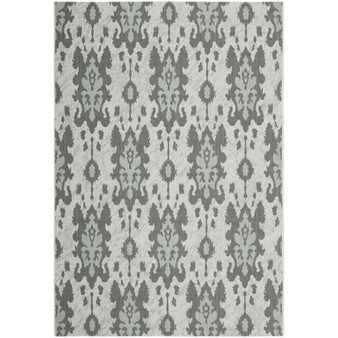 Courtyard Ltgy Anthracite and Aqua Weft 6'7" x 9'6" Sisal Weave Outdoor Area Rug