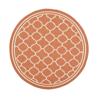 Courtyard Terracotta and Bone 4' x 4' Sisal Weave Round Outdoor Area Rug