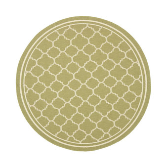 Courtyard Green and Beige 4' x 4' Round Outdoor Area Rug