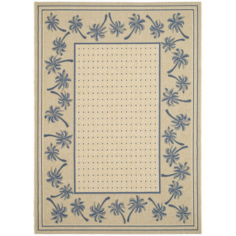 Courtyard Ivory and Blue 8' x 11' Outdoor Area Rug