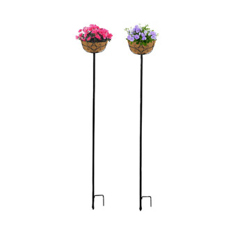 Black Planter Garden Pole Stake, Black, Coco Liner Pack of 2