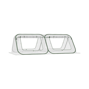 Pop Up Mini Greenhouse w/ Roll Up Doors & PE Cover, 95" x 47" x 30"