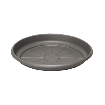 In Outdoor Emma Round Plastic Flower Pot Charcoal Colored Saucer, 12 Inches