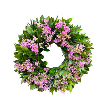 Real Ruscus, Misty Limonium Fresh Spring Wreath, 20"