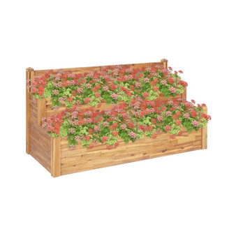 2-Tier Garden Planter 63"x29.5"x33.1" Solid Acacia Wood