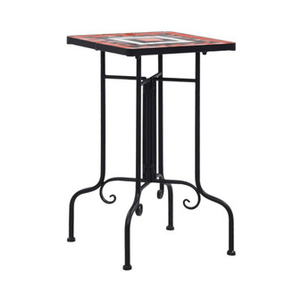Mosaic Side Table Terracotta and White Ceramic