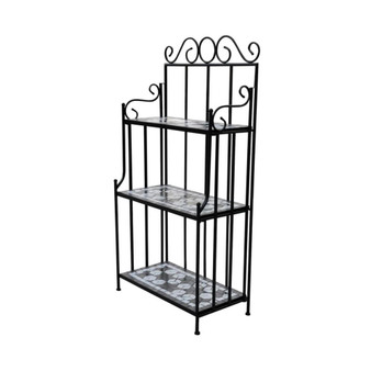 Plant Stand Display Black White Mosaic Pattern