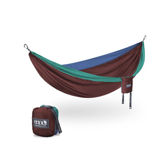 DoubleNest Hammock - Lightweight, Portable, 1 to 2 Person Hammock - For Camping, Hiking, Backpacking, Travel, a Festival, or the Beach - Seaglass/Merlot/Denim