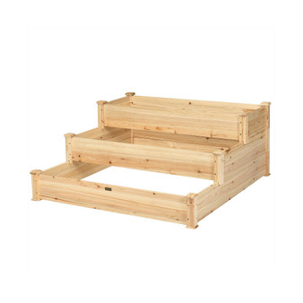 3 Tier Wooden Raised Garden Bed Planter Kit