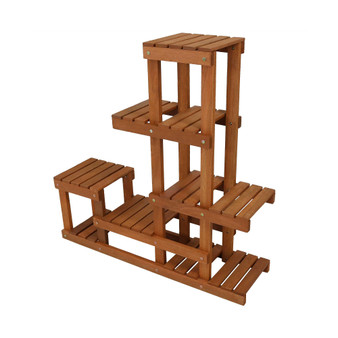 Meranti Wood Multi-Shelf Plant Stand with Teak Oil Finish - 36 in