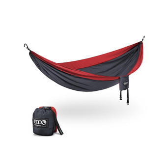SingleNest Hammock - Lightweight, 1 Person Portable Hammock - For Camping, Hiking, Backpacking, Travel, a Festival, or the Beach - Charcoal/Red
