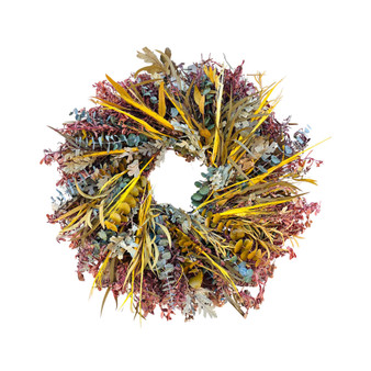 Red and Yellow Combination Real Preserved Fall Wreath, 24"