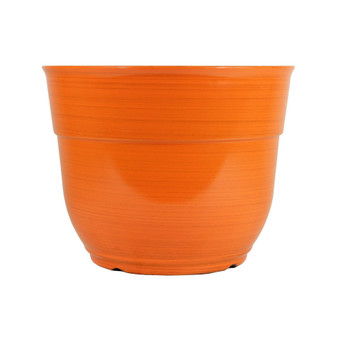 Glazed Brushed Happy Large Plastic Planter Bright Orange 15 Inch
