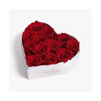Heart Box of 12 Red Real Roses Preserved to Last Over a Year