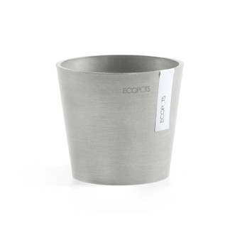 Amsterdam Round Plastic Flower Pot, White Grey, 5"