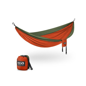 SingleNest Hammock - Lightweight, 1 Person Portable Hammock - For Camping, Hiking, Backpacking, Travel, a Festival, or the Beach - Orange/Olive