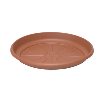 In Outdoor Emma Round Plastic Flower Pot Terracotta Colored Saucer, 12 Inches