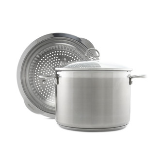 Induction 21 Steel 8-Qt. Stockpot with Pasta Steamer Insert & Glass Lid