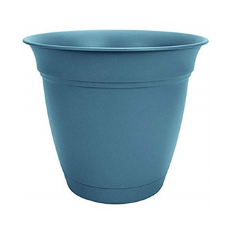 HC Companies Inc Eclipse Planter w  Attached Saucer Slate Blue 12