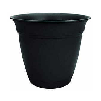 Eclipse Round Plastic Planter w  Saucer  12 -  Black