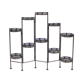 Bronze Steel 10-Tier Staggered Folding Plant Stand - 46.5 in