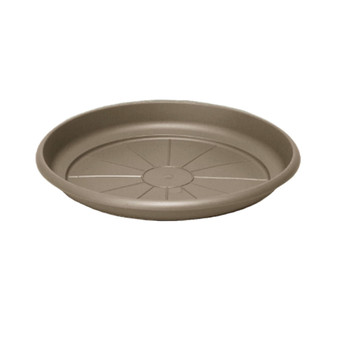 In Outdoor Emma Round Plastic Flower Pot Cappuccino Colored Saucer, 15 Inches