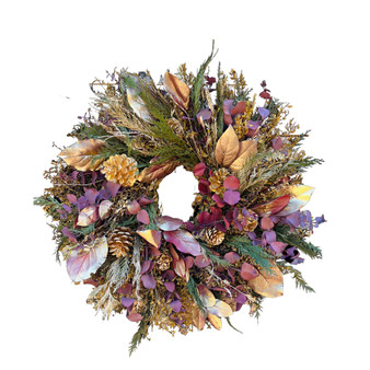 Red and Gold Real Preserved Wreath, 24"