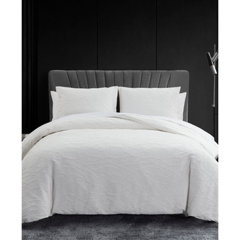 3 Piece Abstract Crinkle Duvet Cover Set, Queen