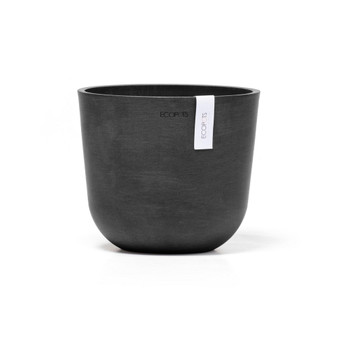 Oslo Durable Modern Plastic Planter Flower Pot, Dark Grey, 14"