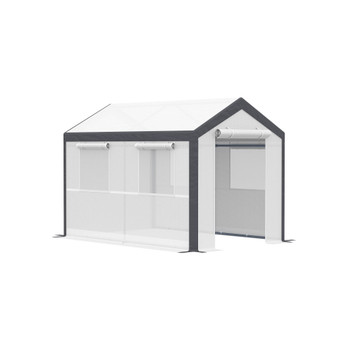 10' x 7' Large Walk-in Garden Greenhouse w/ Roll Up Door, 4 Windows