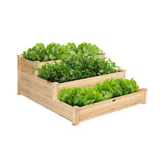 3 Tier Wooden Raised Vegetable Garden Bed Elevated Planter Kit Outdoor Gardening
