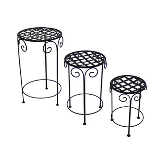 Black Iron 14 in, 19 in, 24 in Plant Stand with Scroll Design