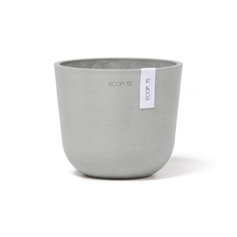 Oslo In/Outdoor Plastic Planter Flower Pot, White Grey, 6.3"