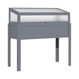 2-IN-1 Wooden Cold Frame Greenhouse Outdoor Elevated Garden Box, Grey