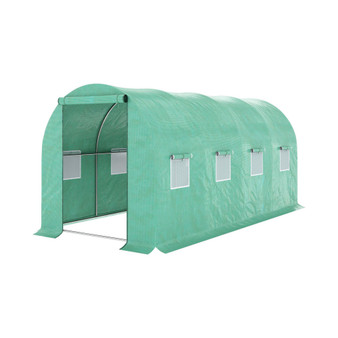Extra Large 15' x 7' Greenhouse, Hot House, Zipper Door, Window, Green