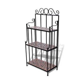 Plant Stand Display Terracotta Color Mosaic Pattern