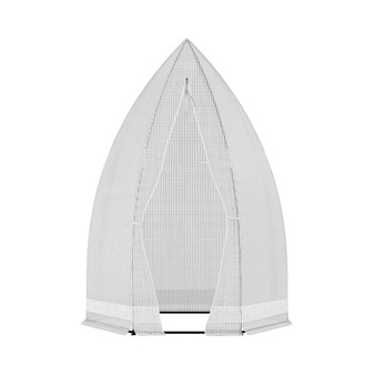 PE Hexagonal Patio Greenhouse Hot House w/ Zippered Door, White