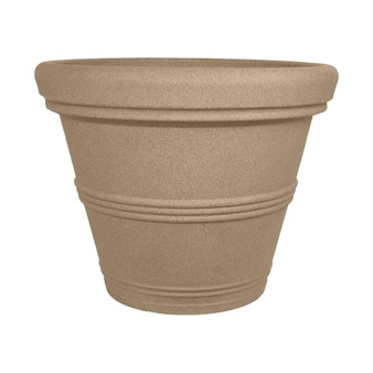 Rolled Rim Plastic Garden Pot, Sandstone, 13.5in