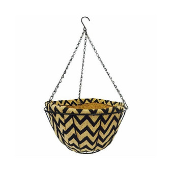 Hanging Basket with Jute Coco Liner, Black Wave 14