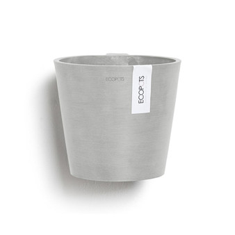 Amsterdam Plastic Round Wall Flower Pot, White Grey, 8"