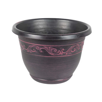 Outdoor Tulip Banded Plastic Planter Plum 13 Inches
