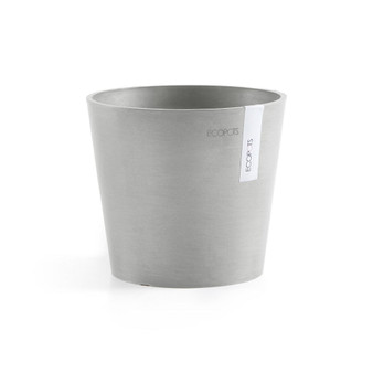 Amsterdam In/Outdoor Round Plastic Pot Planter, White Grey 7"