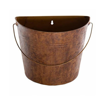 Farmhouse Collection Half Round Wall Bucket, Rusty