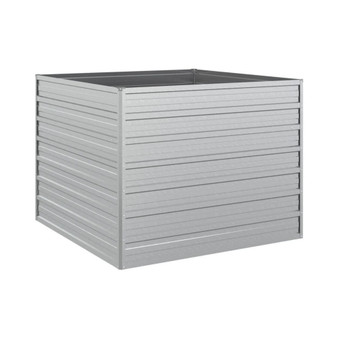 Garden Raised Bed 39.4"x39.4"x30.3" Galvanized Steel Silver