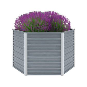 Garden Raised Bed Galvanized Steel 50.8"x50.8"x31.3" Gray